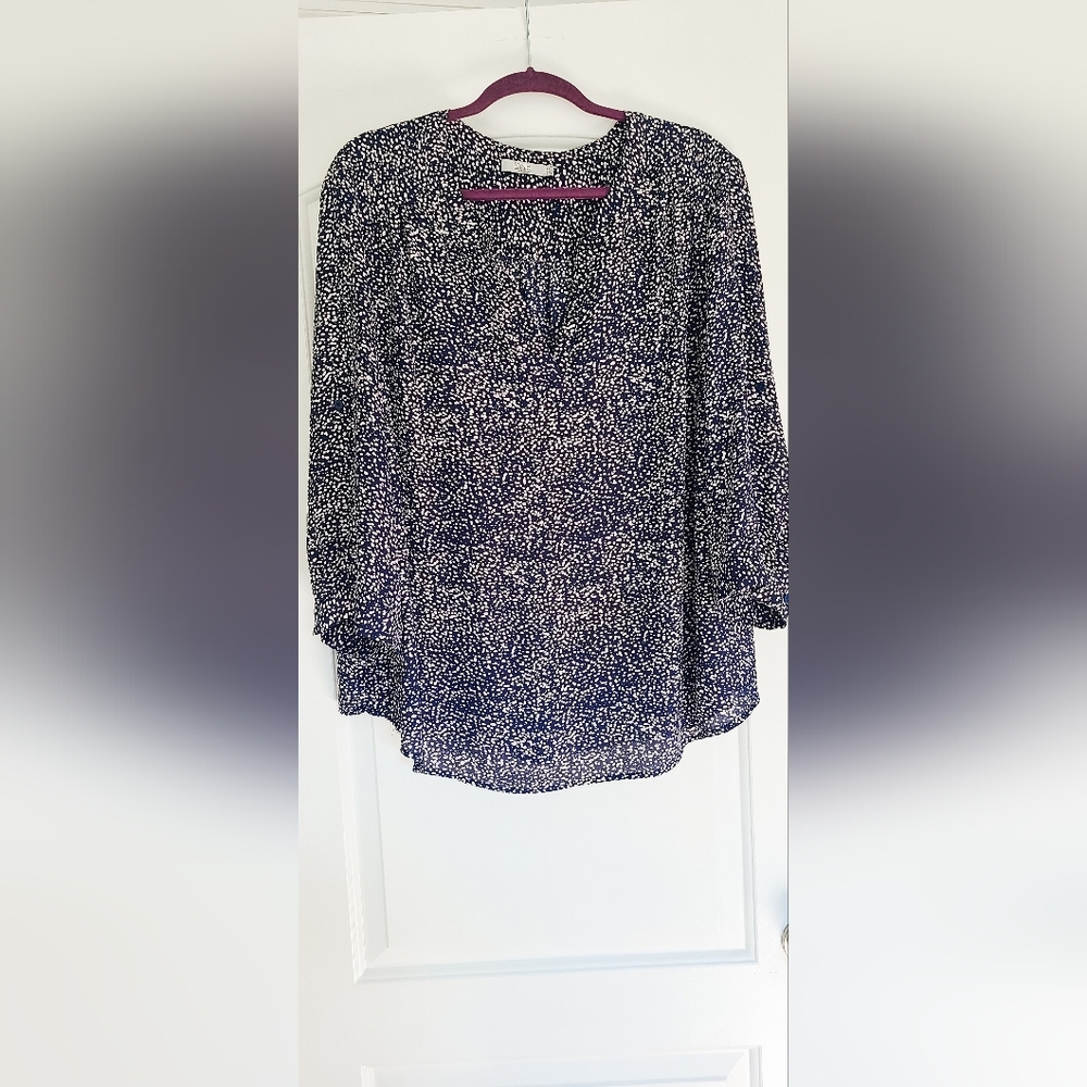 DALIA Navy Blue and White Speckle Top